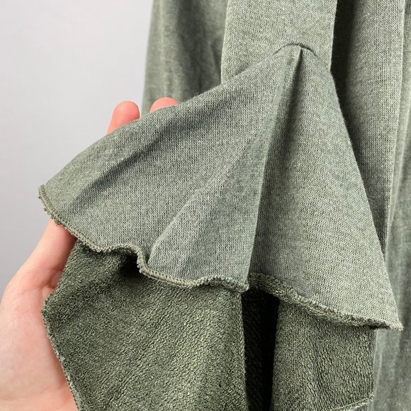 Cotton Bleu L Top Ruffle Tie Accented Sleeves - Picture 6 of 11